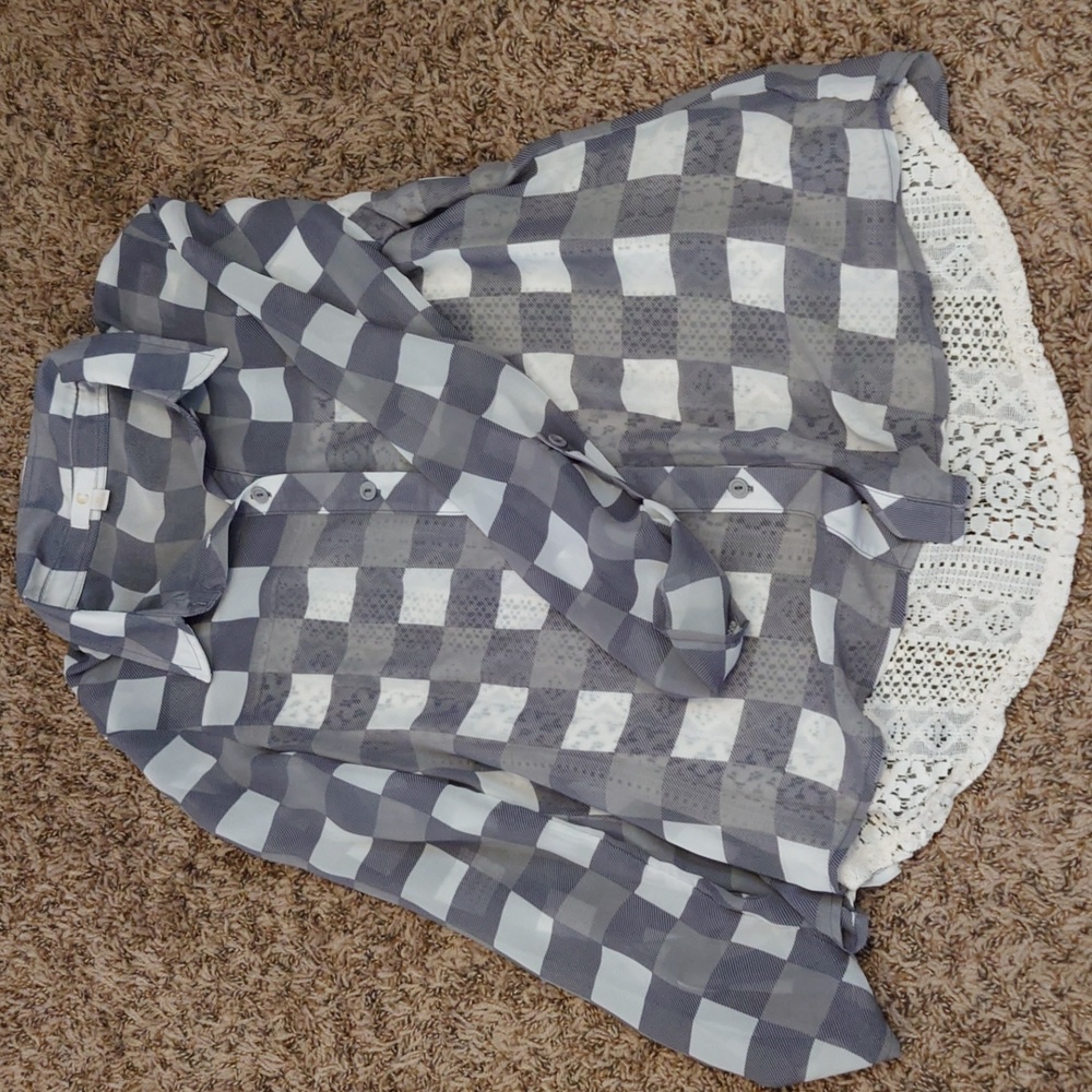 Plaid lace blouse